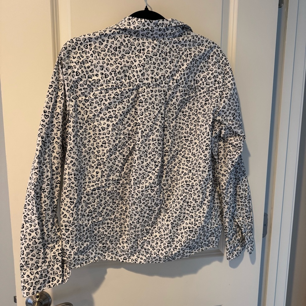 Frank & Eileen “Sylvio” Button down gray black and white cotton heart shirt | S - Picture 6 of 7
